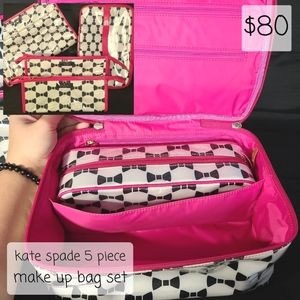kate spade five piece make-up bag set